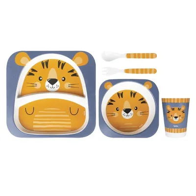 Kit Refeição Buba Bambu Biodegradável Tigre - 05 Peças